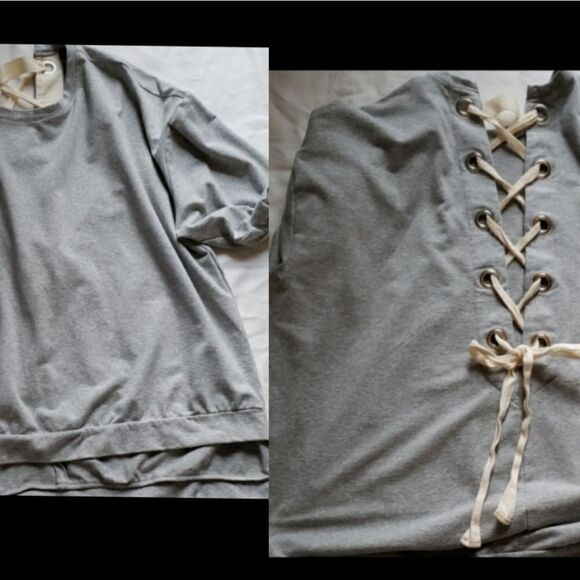 Corset lace up back oversized sweatshirt - Picture 1 of 3